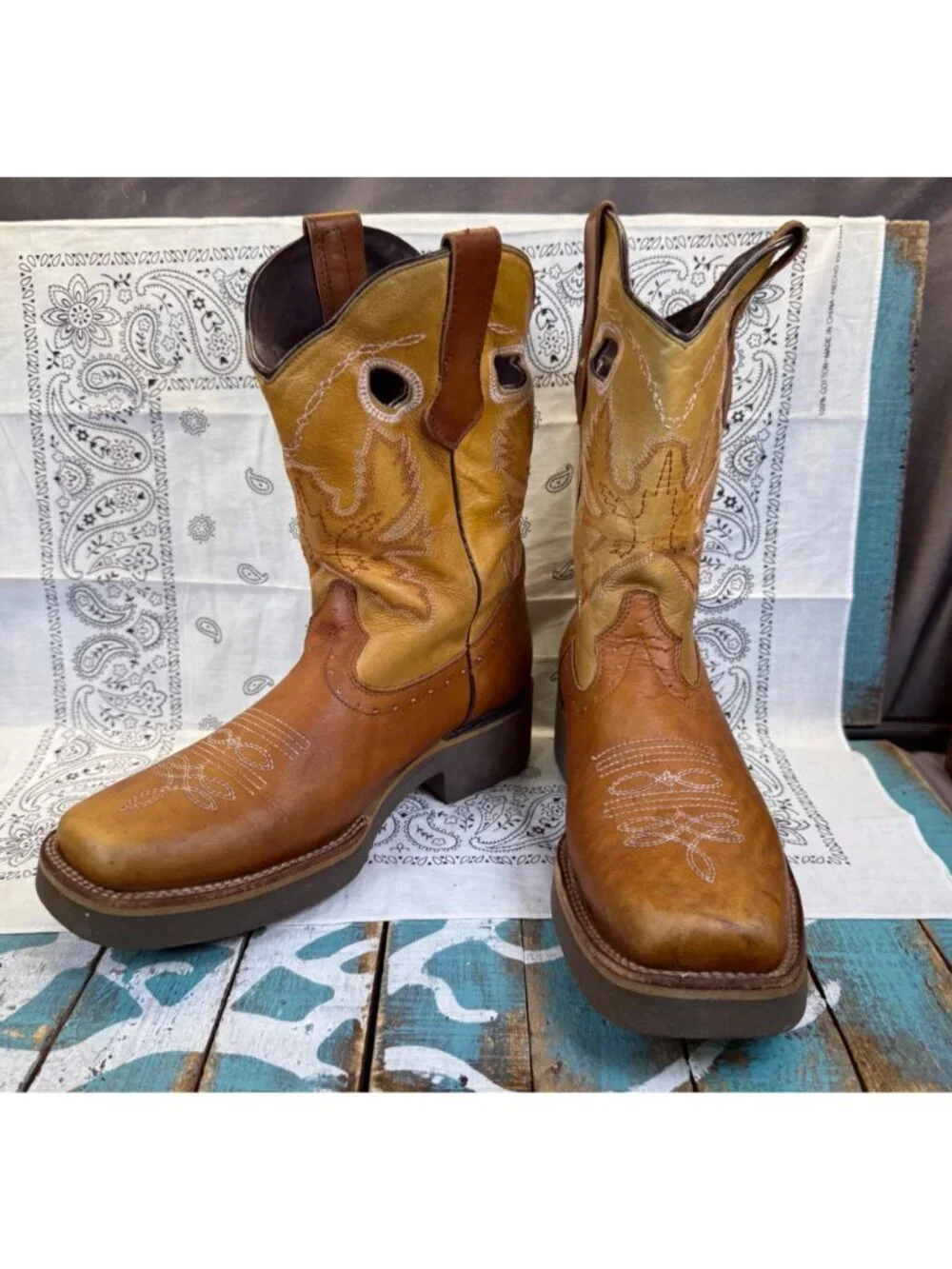 VTG Arco Humming Square Toe Work/Farm/Industrial Boots Sz 26 US 8 Leather Brown